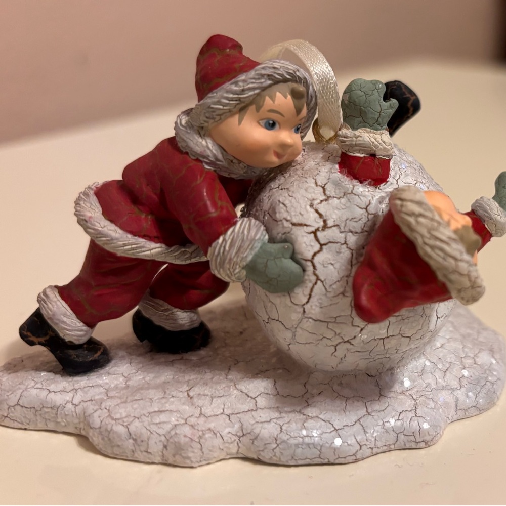 Hallmark Festive Red and White Children Snowball Ornament. 2022